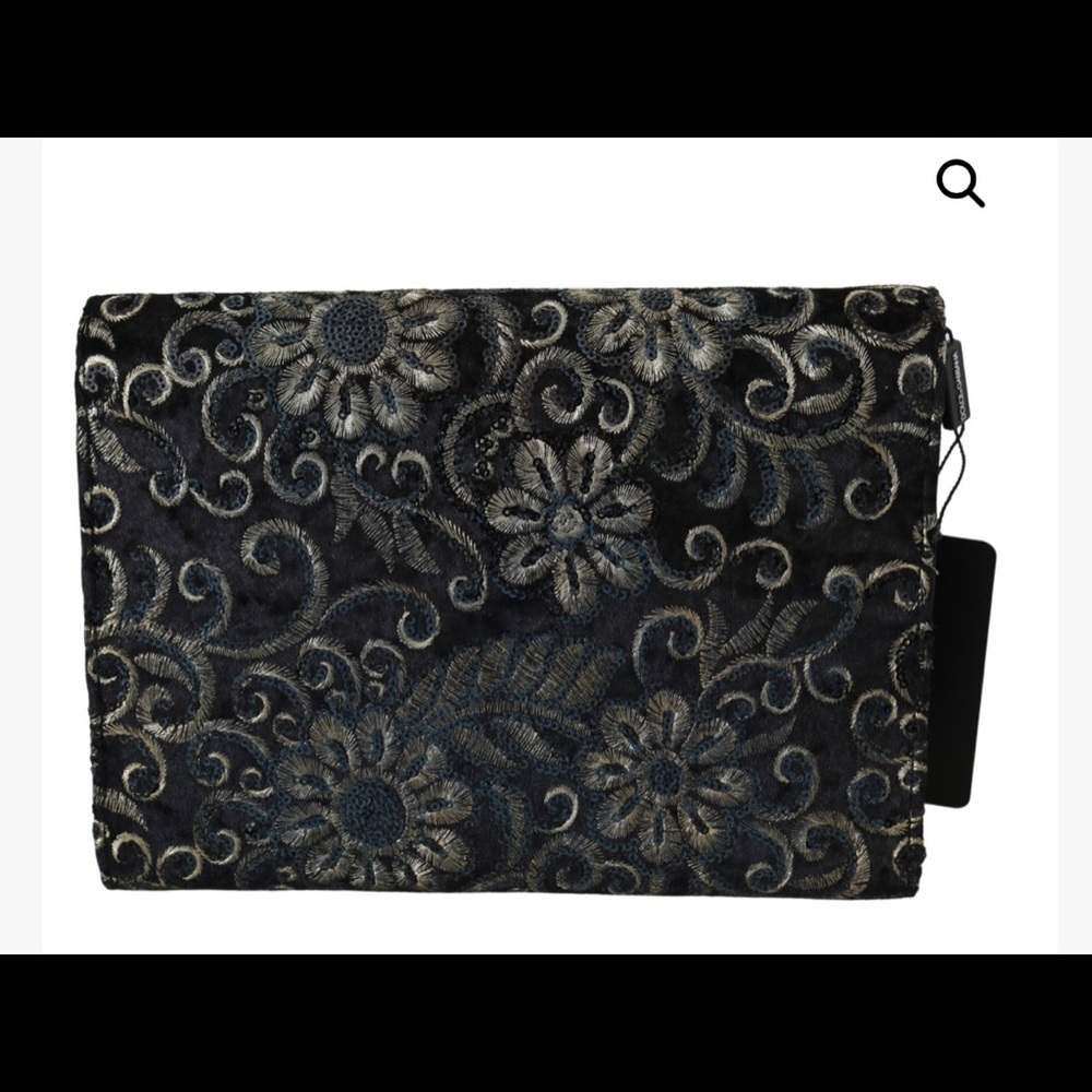 DOLCE & GABBANA
Black Ricamo Sequined Leather Document Briefcase Bag